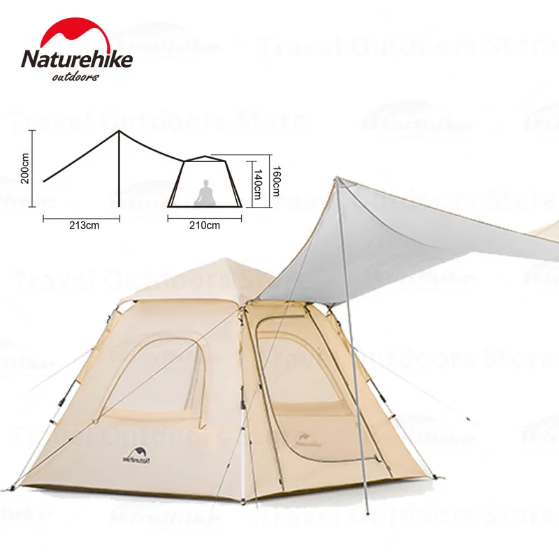 Naturehike ANGO All-In-One палатка для кемпинга автоматическая палатка + солнцезащитный тент 2 в 1 быстро открывающаяся Наружная палатка 210T непромокаем...