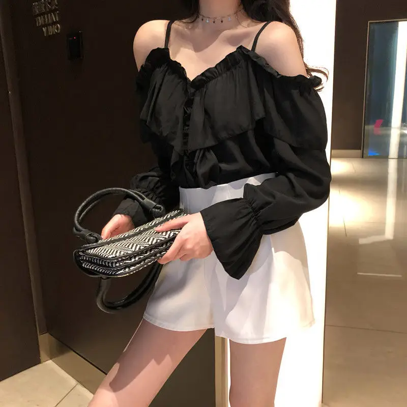 Off Shoulder Blouses Women Ruffles Sexy Party Design Stylish Ulzzang Solid Feminine Leisure All-match Spring Soft Popular Ins
Off Shoulder Blouses Women Ruffles Sexy Party Design Stylish Ulzzang Solid Feminine Leisure All-match Spring Soft Popular Ins