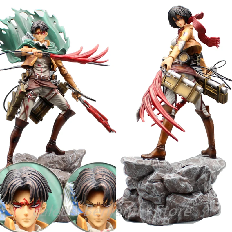 

Anime Attack on Titan Figure GK Battle Damaged Levi Mikasa Ackerman Collection PVC Action Figure Toys Model Doll Kids Gift