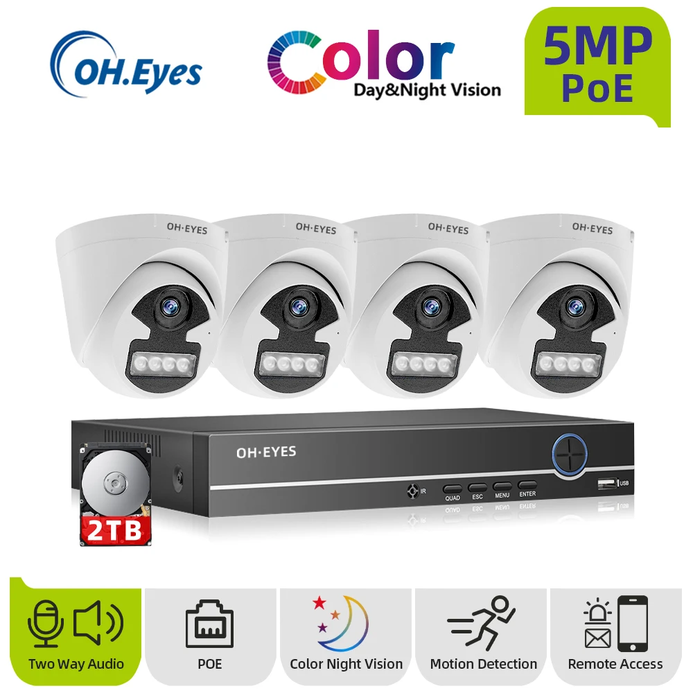 4CH 5MP Video Surveillance System H.265+ POE NVR With Motion Detection Dome Waterproof Colorful Night Security Cameras CCTV Kit
4CH 5MP Video Surveillance System H.265+ POE NVR With Motion Detection Dome Waterproof Colorful Night Security Cameras CCTV Kit