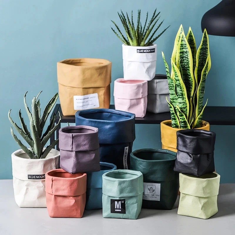 1pc Ceramic Kraft Paper Bag Flower Pot Nordic Style Green Plant Potted Creative Household Plant Succulent Cactus Flower Pot
1pc Ceramic Kraft Paper Bag Flower Pot Nordic Style Green Plant Potted Creative Household Plant Succulent Cactus Flower Pot