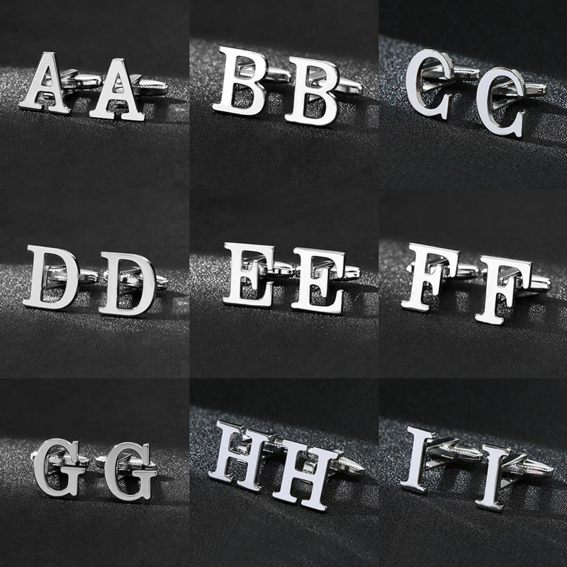 26 English Letters Glossy Men's Cuff Nails A-Z High Quality Brass Silver Cufflinks Men's French Shirt Cufflinks
26 English Letters Glossy Men's Cuff Nails A-Z High Quality Brass Silver Cufflinks Men's French Shirt Cufflinks