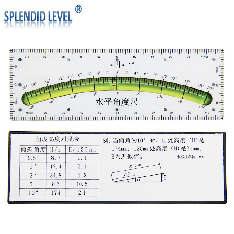Portable horizontal angle ruler plastic level square horizontal bubble level outer arc level
Portable horizontal angle ruler plastic level square horizontal bubble level outer arc level