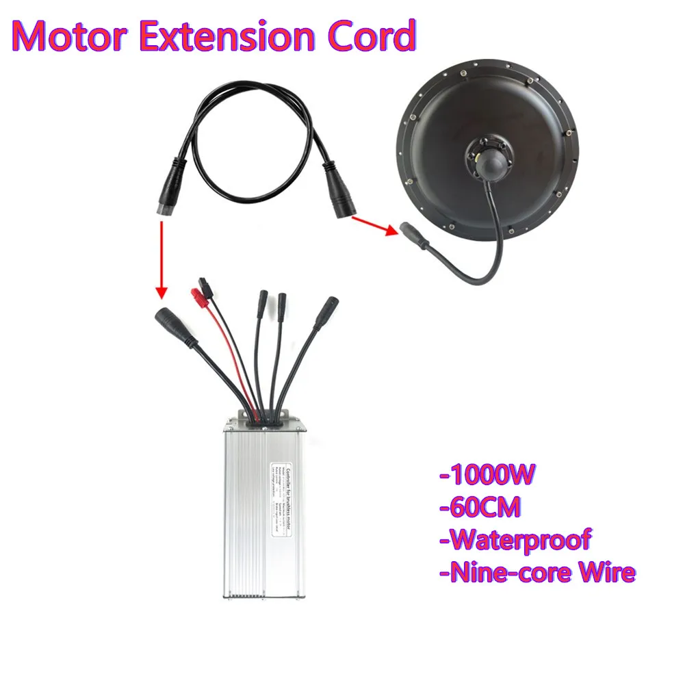 E-Bike Motor Extension Cable Connector Waterproof Plug 60cm 9Pin 250W-1000W Electric Bike Motor Cables For E-bike Accessories
E-Bike Motor Extension Cable Connector Waterproof Plug 60cm 9Pin 250W-1000W Electric Bike Motor Cables For E-bike Accessories