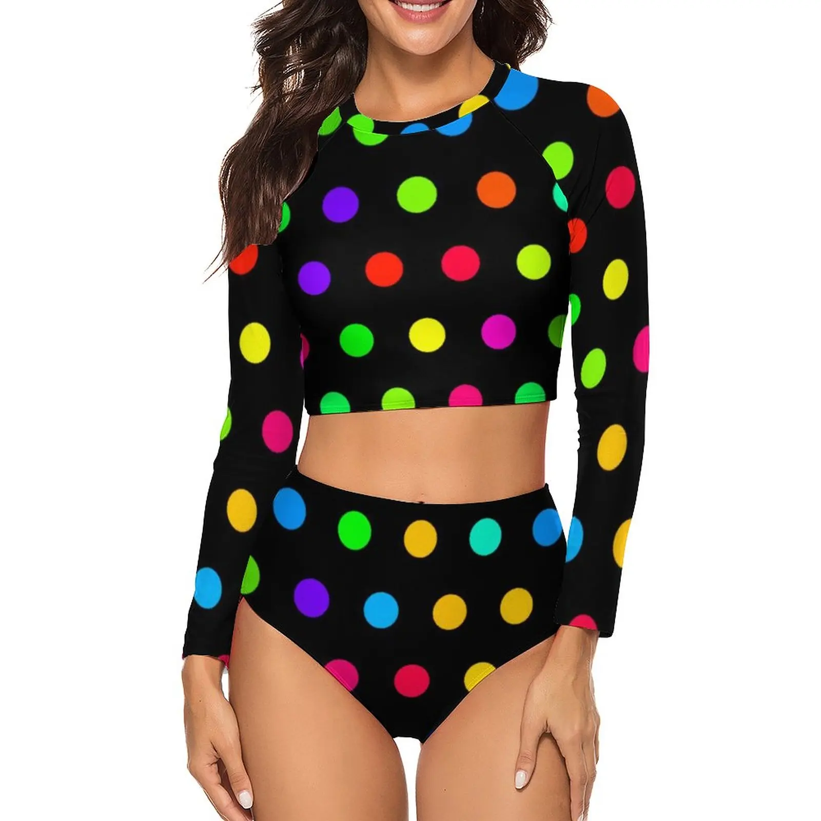 Cute Rainbow Polka Dot Bikini Swimsuit Colorful Polka Dots Modern High Cut Swimwear Stylish Bikini Set Push Up Print Swimsuits
Cute Rainbow Polka Dot Bikini Swimsuit Colorful Polka Dots Modern High Cut Swimwear Stylish Bikini Set Push Up Print Swimsuits