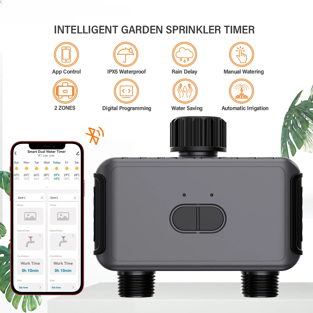 WiFi Smart Dual Water Timer Automatic Irrigation Timer Draining Valve App Control for Horticultural Irrigation,lawn,garde
WiFi Smart Dual Water Timer Automatic Irrigation Timer Draining Valve App Control for Horticultural Irrigation,lawn,garde