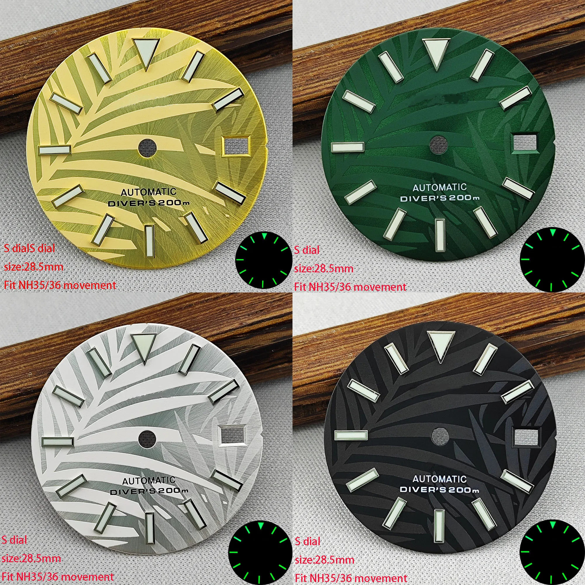 NH35 28.5mm dial S dial green luminous suitable for NH35 NH36 movement watch accessories repair tool
NH35 28.5mm dial S dial green luminous suitable for NH35 NH36 movement watch accessories repair tool