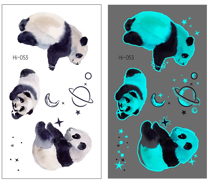 Luminous Tattoo Stickers Temporary Panda Moon Star Planet Cute Animal Festival Party Glowing Cool Face Tatoo for Men Women
Luminous Tattoo Stickers Temporary Panda Moon Star Planet Cute Animal Festival Party Glowing Cool Face Tatoo for Men Women