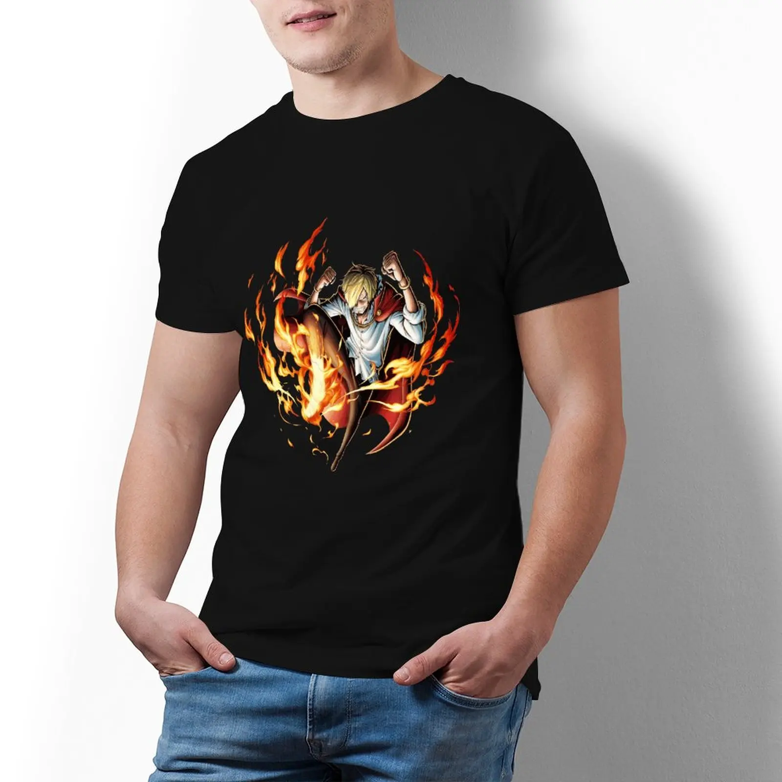 Bandai цельный Sanji Fire футболка с аниме Мужская Уличная одежда футболка с большим графическим рисунком хлопковая футболка
Bandai цельный Sanji Fire футболка с аниме Мужская Уличная одежда футболка с большим графическим рисунком хлопковая футболка