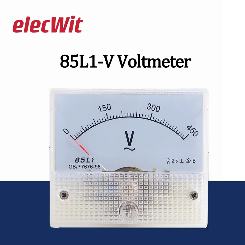 

85L1-V Analogue AC Voltage Needle Panel Meter Pointer Voltmeter 2V 3V 5V 10V 15V 20V 30V 50V 75V 100V 150V 200V 300V 450V 500V