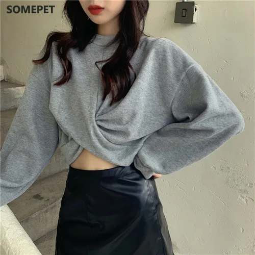 Cropped Hoodies Women Harajuku Chic Korean Design Gray Classic Ladies Sweatshirts Simple Trendy All-match Long Sleeve Teens New
Cropped Hoodies Women Harajuku Chic Korean Design Gray Classic Ladies Sweatshirts Simple Trendy All-match Long Sleeve Teens New