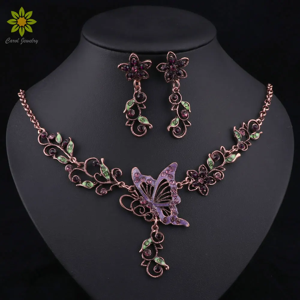 Wedding Jewelry Set Bride Rhinestone Jewelry Set Butterfly Flower Necklace Earrings Retro Plated Bronze Set Fashion Jewelry
Wedding Jewelry Set Bride Rhinestone Jewelry Set Butterfly Flower Necklace Earrings Retro Plated Bronze Set Fashion Jewelry
