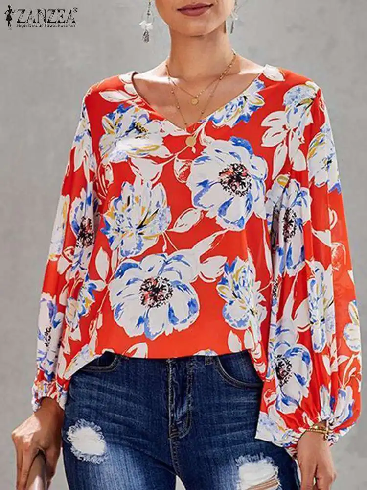 Элегантная женская Праздничная блузка ZANZEA, топы с винтажным принтом, туника для свиданий, праздничная Свободная блузка большого размера с д... 
Элегантная женская Праздничная блузка ZANZEA, топы с винтажным принтом, туника для свиданий, праздничная Свободная блузка большого размера с д...