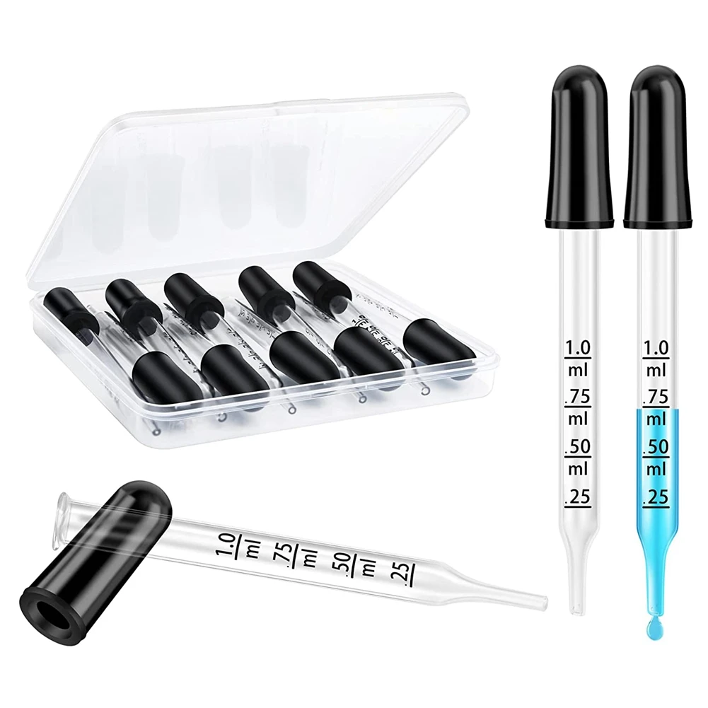 

Glass Dropper Pipettes, 1Ml Liquid Dropper for Eye Medicine Drops,Scientific Experiments, Measuring and Transferring