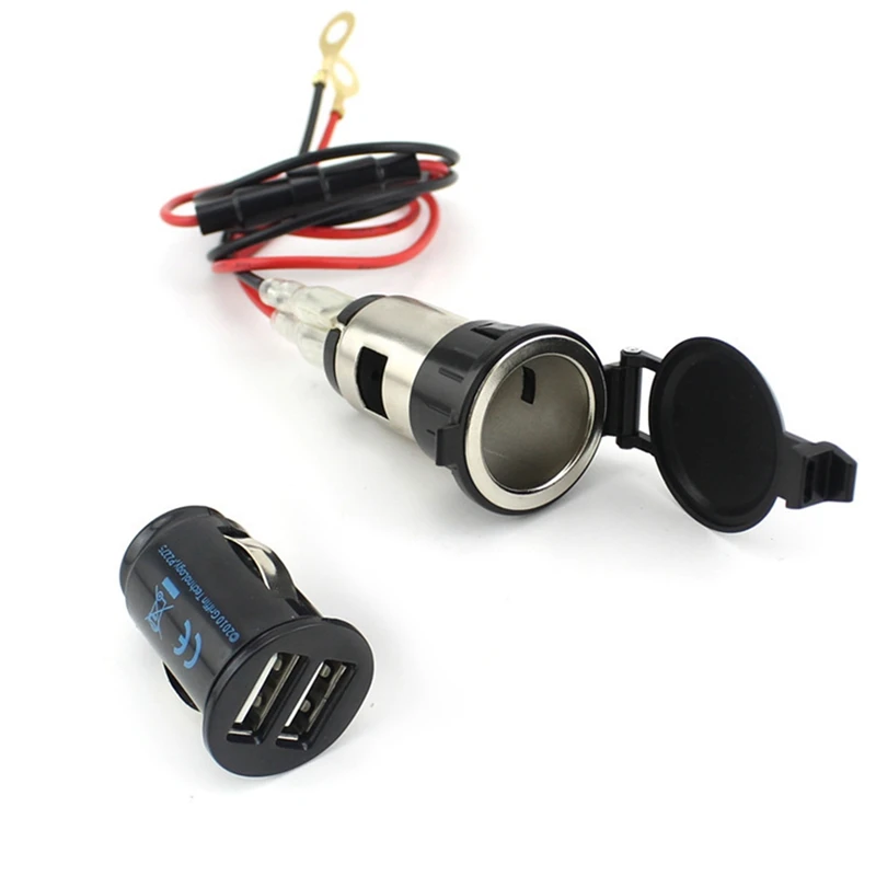 

12V 24V 120W Female Car Cigarette- Lighter Power Socket Plug Outlet For Motorcycle Boat Car ATV RV With Fuse & Wire