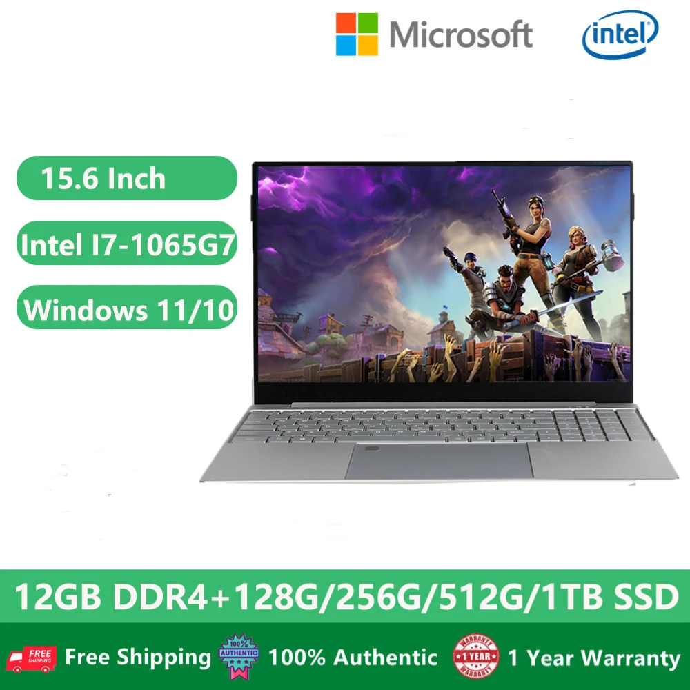 

Gaming Metal Laptop Ultrabook Notebook Windows 10 11 Pro Office Computer PC 15.6" 10th Gen Intel Core I7-1065G7 16GB+1TB Netbook