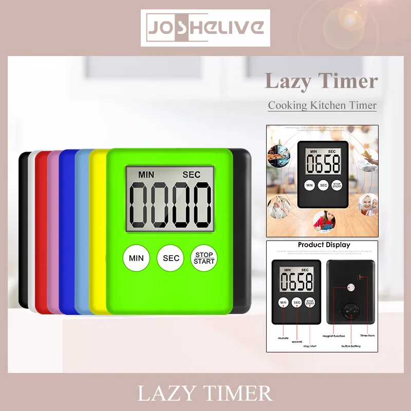 8 Colors Kitchen Timer LCD Digital Screen Magnet Clock Square Cooking Count Up Countdown Alarm Sleep Clock Kitchen Timers Home
8 Colors Kitchen Timer LCD Digital Screen Magnet Clock Square Cooking Count Up Countdown Alarm Sleep Clock Kitchen Timers Home