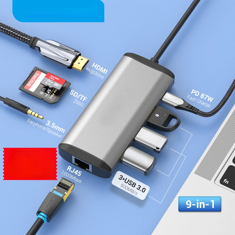 Vention USB C HUB Type C to USB 3.0 Dock Station USB C HDMI RJ45 4K for MacBook Pro Air Accessories Type C 3.1 Splitter USB HUB
Vention USB C HUB Type C to USB 3.0 Dock Station USB C HDMI RJ45 4K for MacBook Pro Air Accessories Type C 3.1 Splitter USB HUB