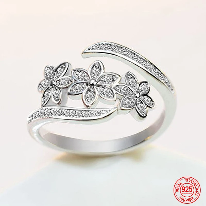 LINJING 925 Sterling Silver Fashion Adjustable Open CZ Flowers Ring For Women Temperament Jewelry Accessories Gift
LINJING 925 Sterling Silver Fashion Adjustable Open CZ Flowers Ring For Women Temperament Jewelry Accessories Gift
