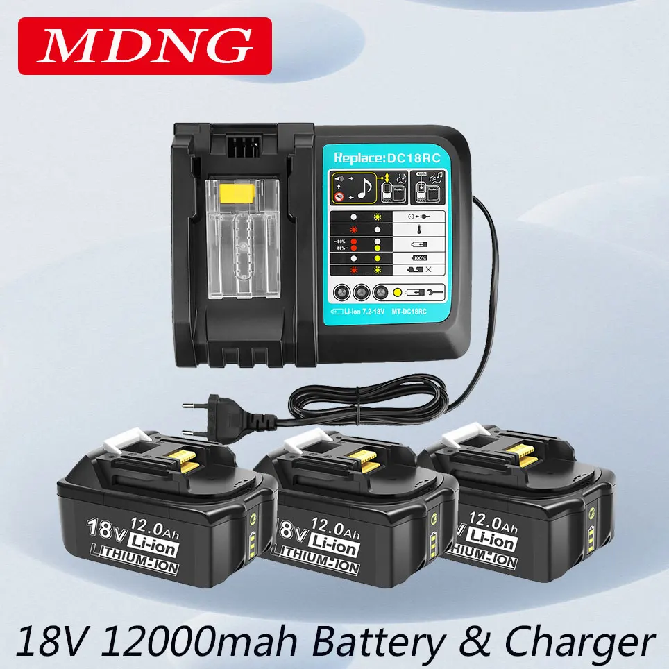 For Makita 18V 12000mAh Rechargeable Power Tools Battery with LED Li-ion Replacement LXT BL1860B BL1860 BL1850+3A Charger
For Makita 18V 12000mAh Rechargeable Power Tools Battery with LED Li-ion Replacement LXT BL1860B BL1860 BL1850+3A Charger