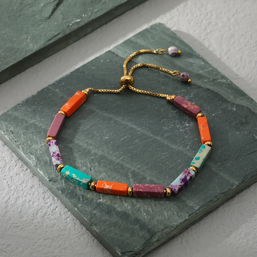 Colorful Natural Stone Bracelet Waterproof and Anti-Fading Stainless Steel 18K Real Gold Plated Personality Girl Jewelry
Colorful Natural Stone Bracelet Waterproof and Anti-Fading Stainless Steel 18K Real Gold Plated Personality Girl Jewelry