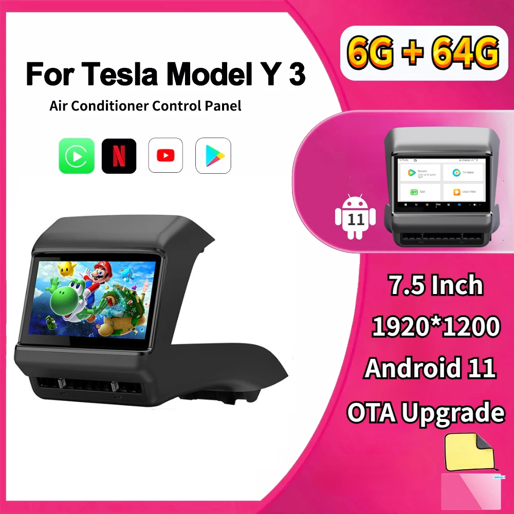 7.5“ Tesla Rear Display Screen Panel For Tesla Model Y 3 Android 11 6GB 64GB OTA Air Conditioner Control IPS Multimedia Player
7.5“ Tesla Rear Display Screen Panel For Tesla Model Y 3 Android 11 6GB 64GB OTA Air Conditioner Control IPS Multimedia Player