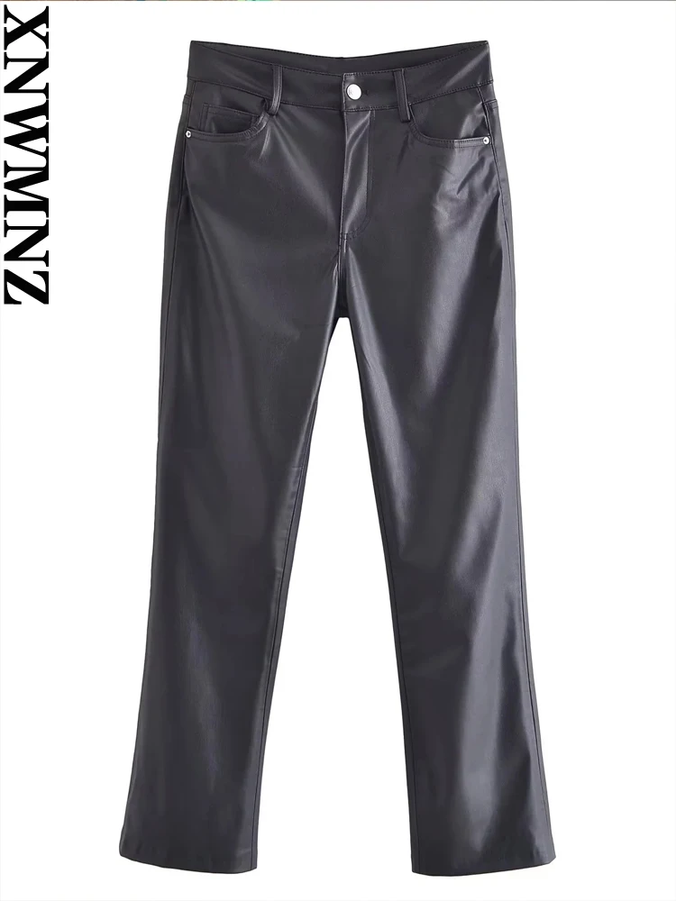 XNWMNZ 2023 Women Fashion Faux Leather PU Mini Flare Trousers Woman Retro High Waist Zipper Pockets Female Chic Pants
XNWMNZ 2023 Women Fashion Faux Leather PU Mini Flare Trousers Woman Retro High Waist Zipper Pockets Female Chic Pants