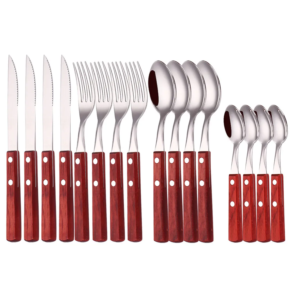 Silverware Wooden Handle Cutlery Set Stainless Steel Kitchen Dinnerware Set 16Pcs Forks Spoons Knives Tableware Set Dropshipping
Silverware Wooden Handle Cutlery Set Stainless Steel Kitchen Dinnerware Set 16Pcs Forks Spoons Knives Tableware Set Dropshipping