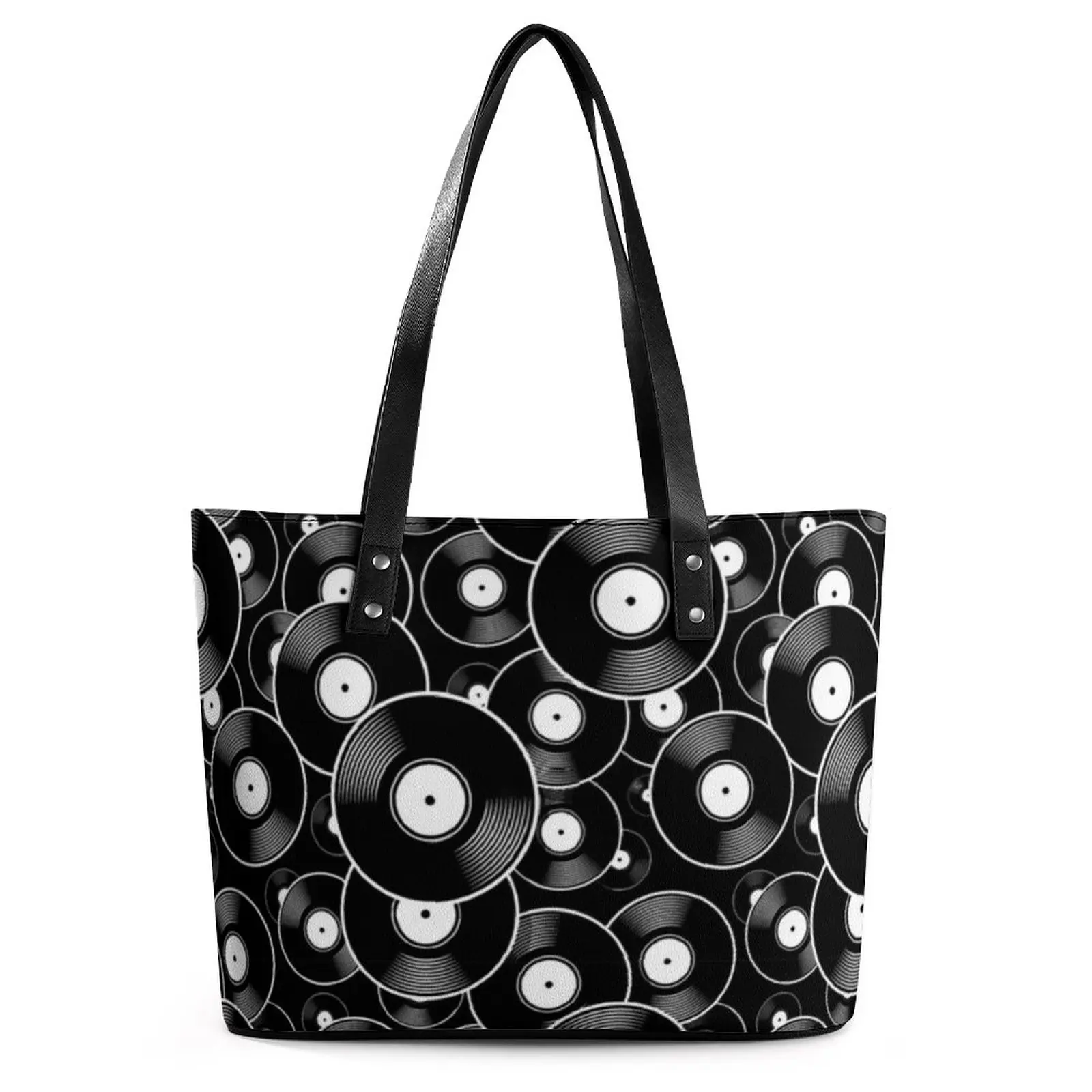 Retro Vinyl Records Handbags Black and White Business Tote Bag Lady Kawaii Shoulder Bag Designer Pocket PU Leather Shopping Bags
Retro Vinyl Records Handbags Black and White Business Tote Bag Lady Kawaii Shoulder Bag Designer Pocket PU Leather Shopping Bags