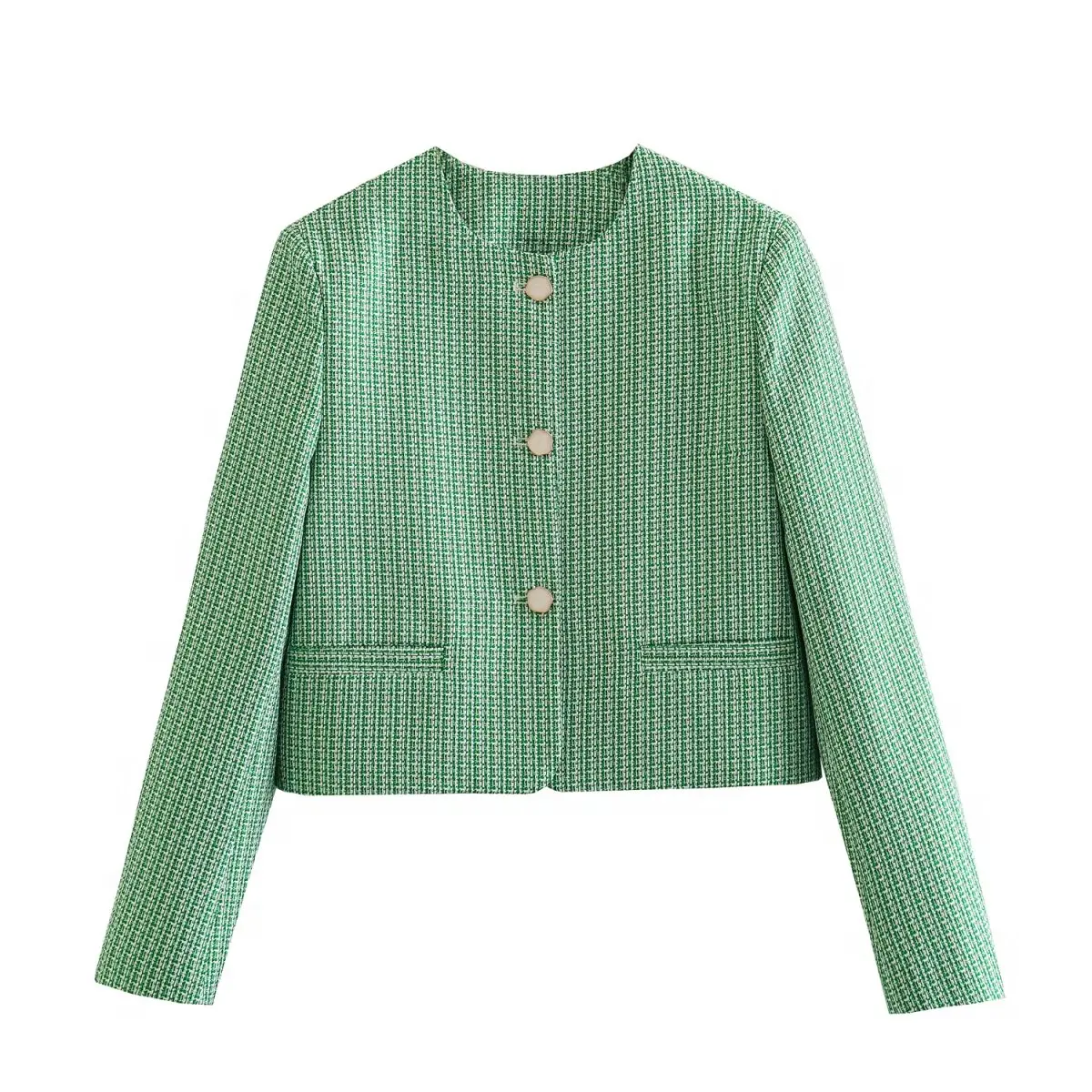 Women 2023 New Fashion Cropped Tweed Blazer Coat Vintage Long Sleeve Pockets Female Outerwear Chic
Women 2023 New Fashion Cropped Tweed Blazer Coat Vintage Long Sleeve Pockets Female Outerwear Chic