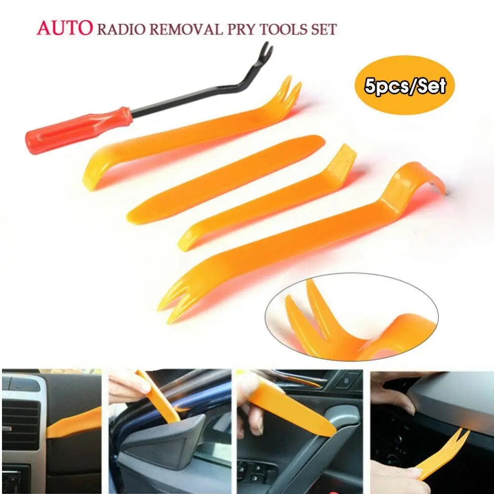 

Ergonomic Design Car Audio Tools Portable Practical 5-piece Set Convenient Durable Car Interior Opp Bag Yellow Skid Tool