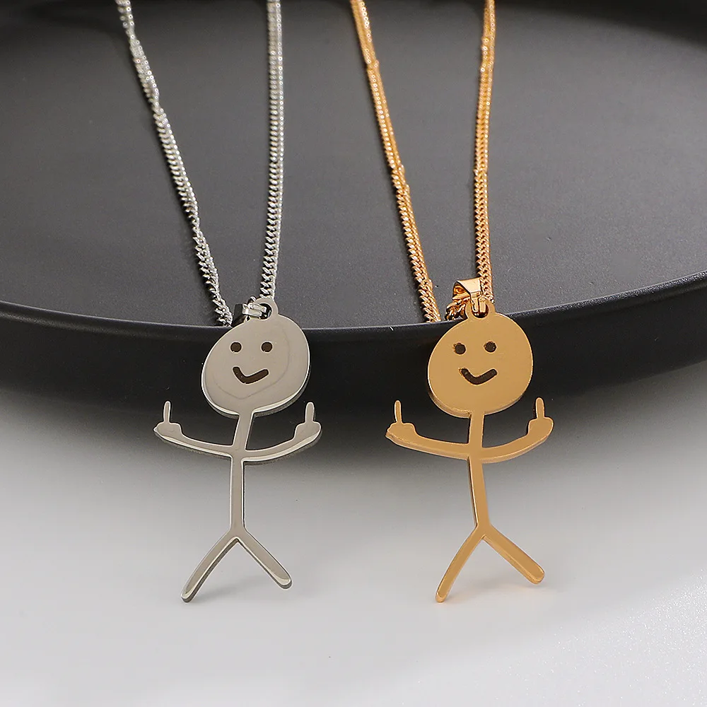 2022 New Hip Hop Stickman Pendant Necklace for Women Man Titanium Steel Middle Finger Doodle Necklace Trend Party Jewelry Gifts
2022 New Hip Hop Stickman Pendant Necklace for Women Man Titanium Steel Middle Finger Doodle Necklace Trend Party Jewelry Gifts