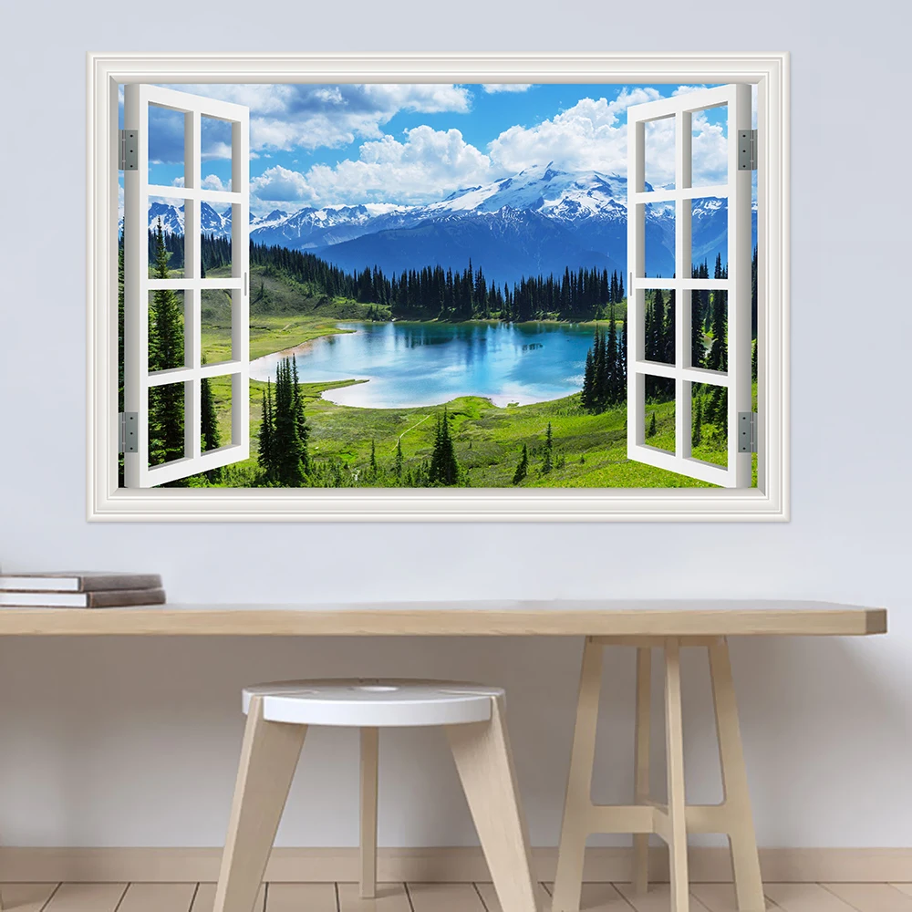 PVC Waterproof Lake Landscape wall stickers poster 3D Window view Wall Sticker wall art Wallpaper for Living Room
PVC Waterproof Lake Landscape wall stickers poster 3D Window view Wall Sticker wall art Wallpaper for Living Room