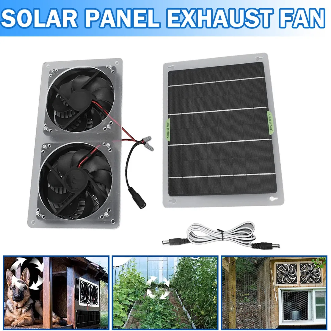 12V100W Solar Panel Fan Kit Dual Exhaust Cooling Ventilator Outdoor House Window Exhaust Fans Kits Battery Supply
12V100W Solar Panel Fan Kit Dual Exhaust Cooling Ventilator Outdoor House Window Exhaust Fans Kits Battery Supply