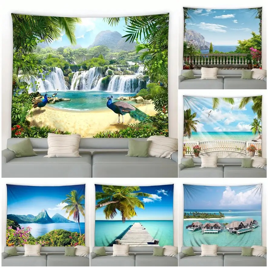 Palm Tree Ocean Beach Tapestry Tropical Jungle Waterfall Peacocks Nature Landscape Wall Hanging Garden Living Room Bedroom Decor
Palm Tree Ocean Beach Tapestry Tropical Jungle Waterfall Peacocks Nature Landscape Wall Hanging Garden Living Room Bedroom Decor
