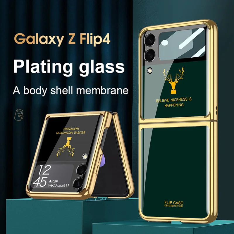 

Роскошный чехол с жесткой рамкой для телефона Samsung Galaxy Z Flip3 Flip4 Flip5 5G, чехол с закаленным стеклом для Samsung Z Flip 3 4 5
