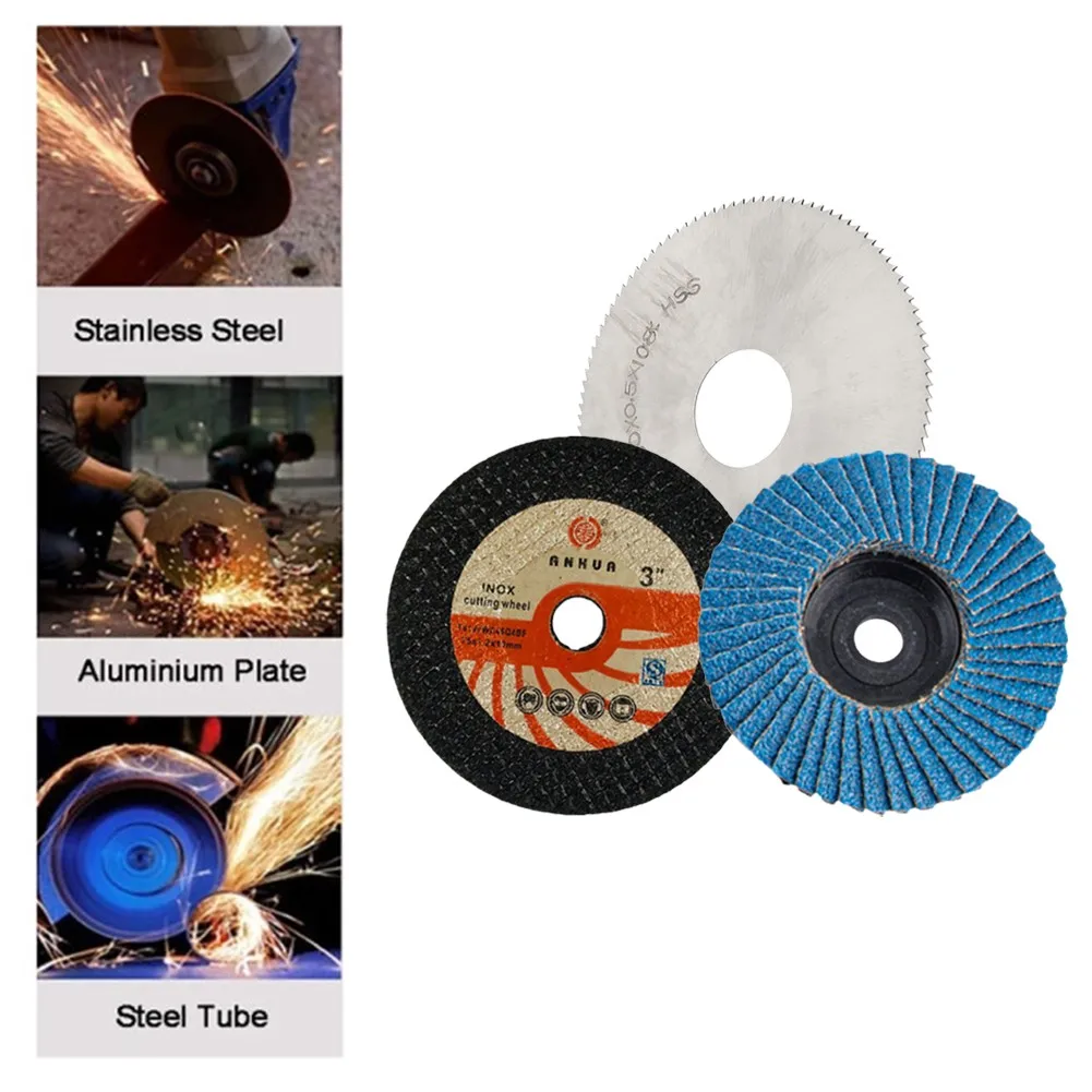 3 Types 9 Pieces 75mm Flap Disc Type Grinding Wheel 3inch Louver Blade/High Speed Steel Saw Blade/Cutting Blade Polishing
3 Types 9 Pieces 75mm Flap Disc Type Grinding Wheel 3inch Louver Blade/High Speed Steel Saw Blade/Cutting Blade Polishing