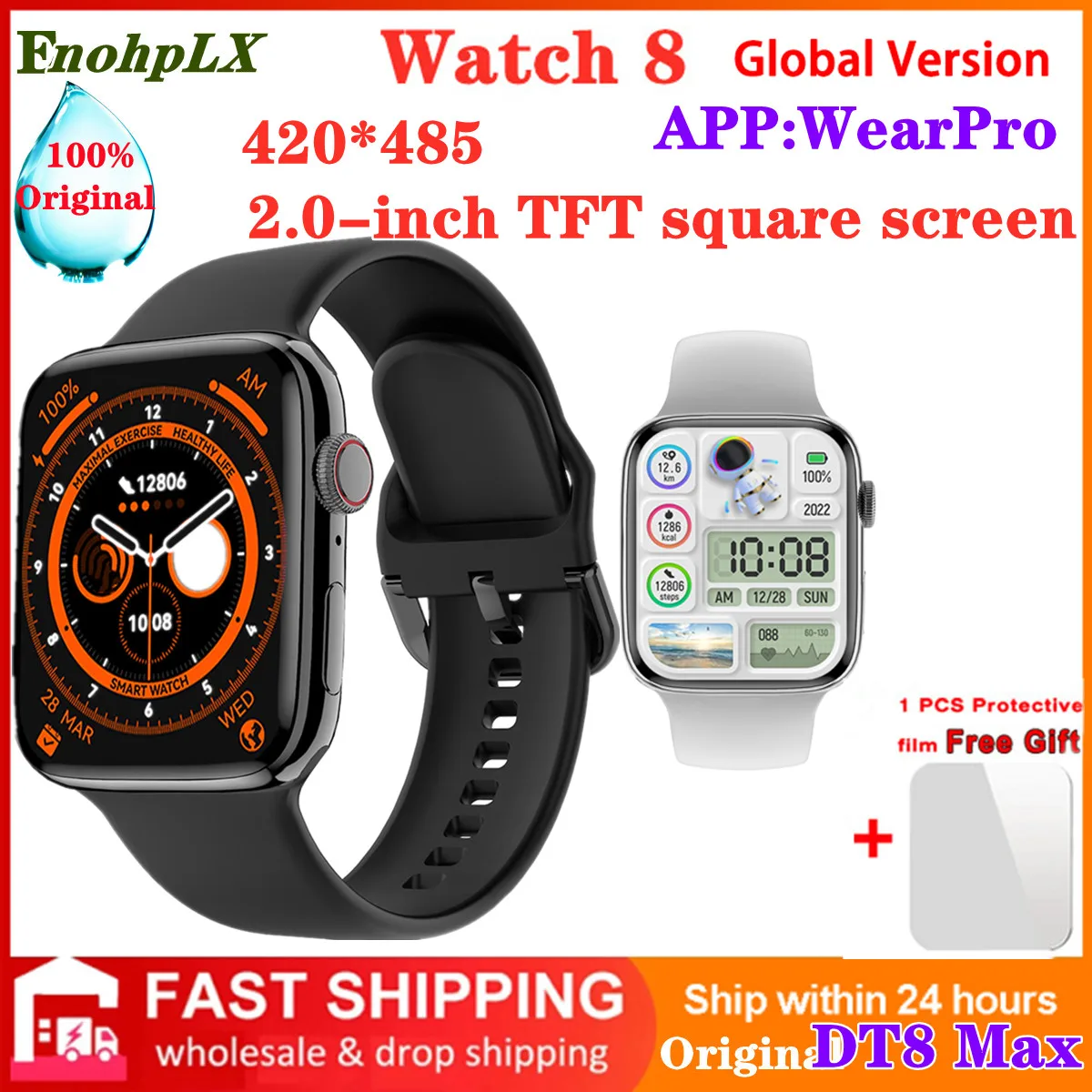 

DT8 MAX 2.0 Screen Smart NFC Watch Series 8 Bluetooth Call Wireless Charging Men Women 45mm Sports Smartwatch DIY Watchface