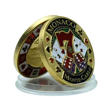 Casino Monaco Casino Good Luck coin Poker Chips Challenge Coin Golden Plated Coin