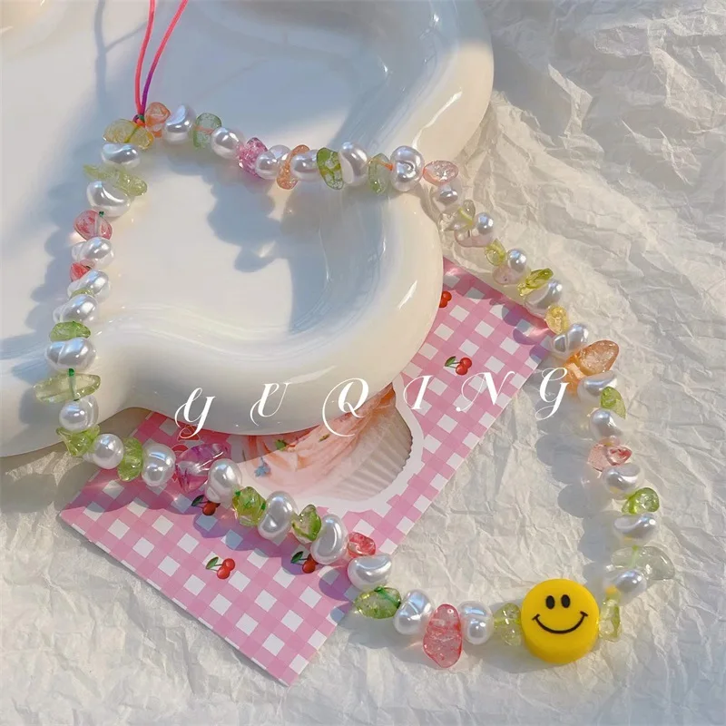 Colored Stone Irregular Love Pearl Resin Yellow Smiley Geometric Beaded Lanyard Anti-lost Mobile Phone Chain For Female Jewelry
Colored Stone Irregular Love Pearl Resin Yellow Smiley Geometric Beaded Lanyard Anti-lost Mobile Phone Chain For Female Jewelry