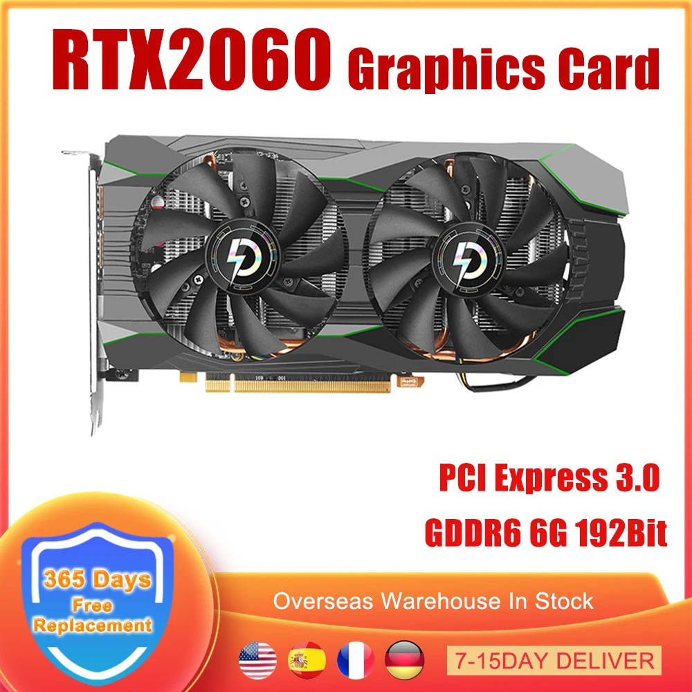 

Видеокарта RTX2060 GDDR6 6 ГБ 2060 бит игровая видеокарта для NVIDIA GeForce RTX 192 3,0 бит PCIE PCI-E HD DPX3 PC GPU