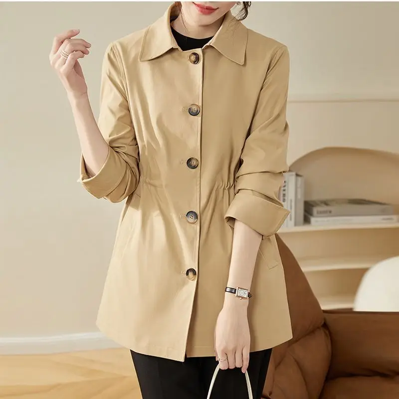 Spring Autumn Mid-length Women's Trench Coat Single Breasting Drawstring Slim Overcoat Commute Formal Little Chap Jacket Women
Spring Autumn Mid-length Women's Trench Coat Single Breasting Drawstring Slim Overcoat Commute Formal Little Chap Jacket Women