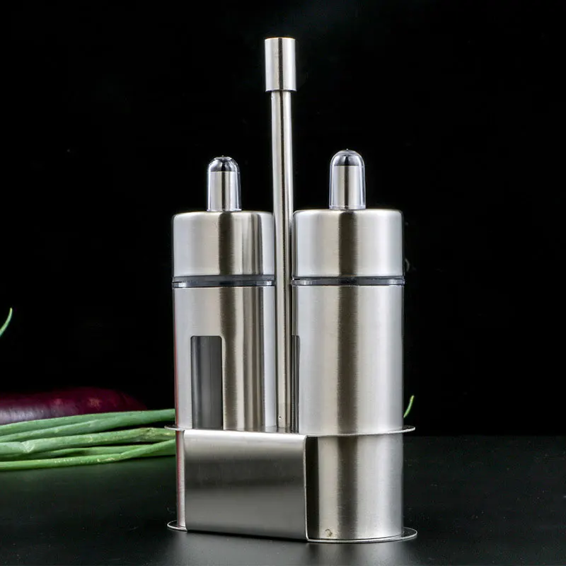 304 Stainless Steel Oil Bottle Set With Shelf Translucent 2-Headed Oil Bottle Set Restaurant Soy Sauce Vinegar Sesame Oil Bottle
304 Stainless Steel Oil Bottle Set With Shelf Translucent 2-Headed Oil Bottle Set Restaurant Soy Sauce Vinegar Sesame Oil Bottle