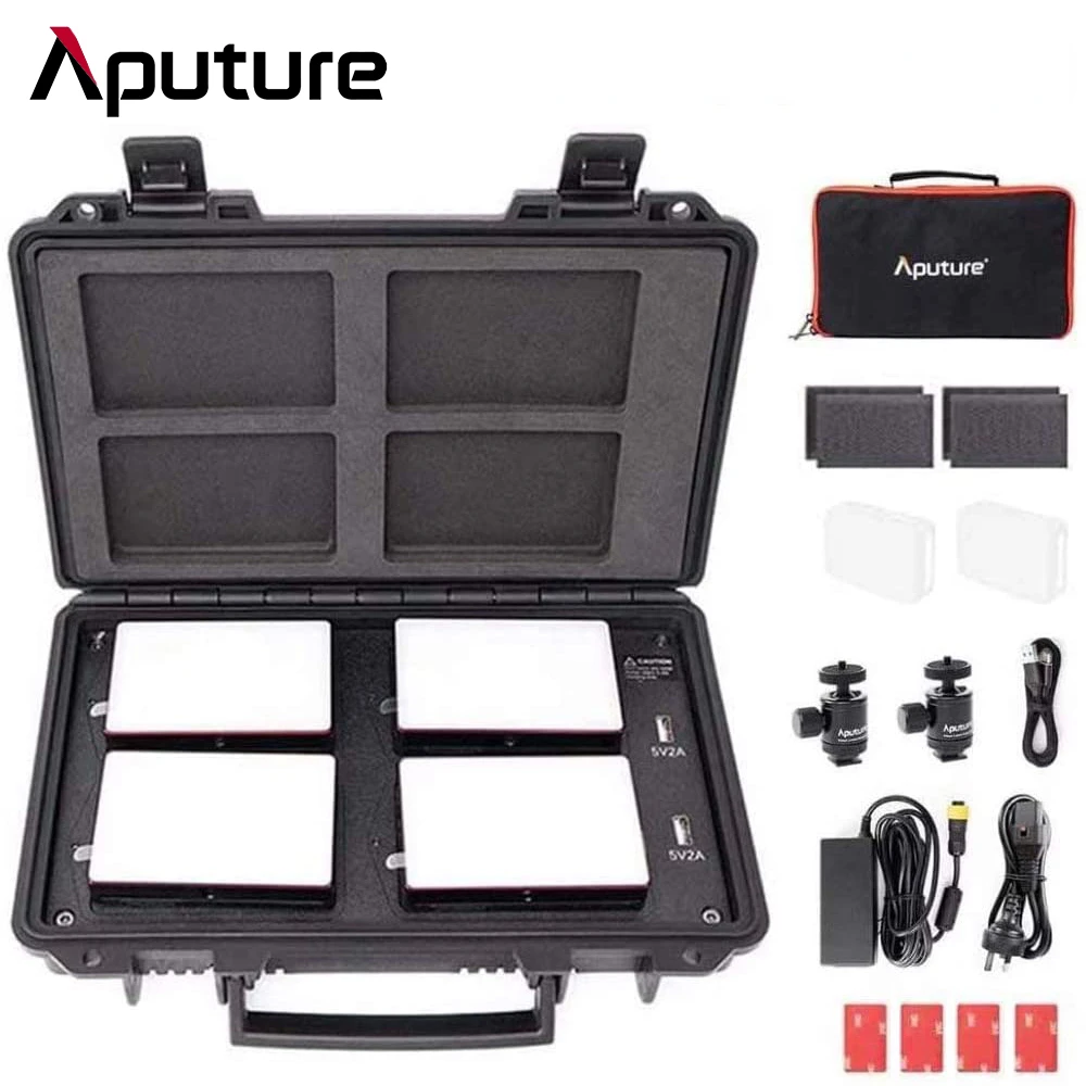 Aputure AL MC 4-Light Travel Kit Photography Studio Mini LED Light RGBWW 3200K-6500K HSI Color Control With Charging Case
Aputure AL MC 4-Light Travel Kit Photography Studio Mini LED Light RGBWW 3200K-6500K HSI Color Control With Charging Case