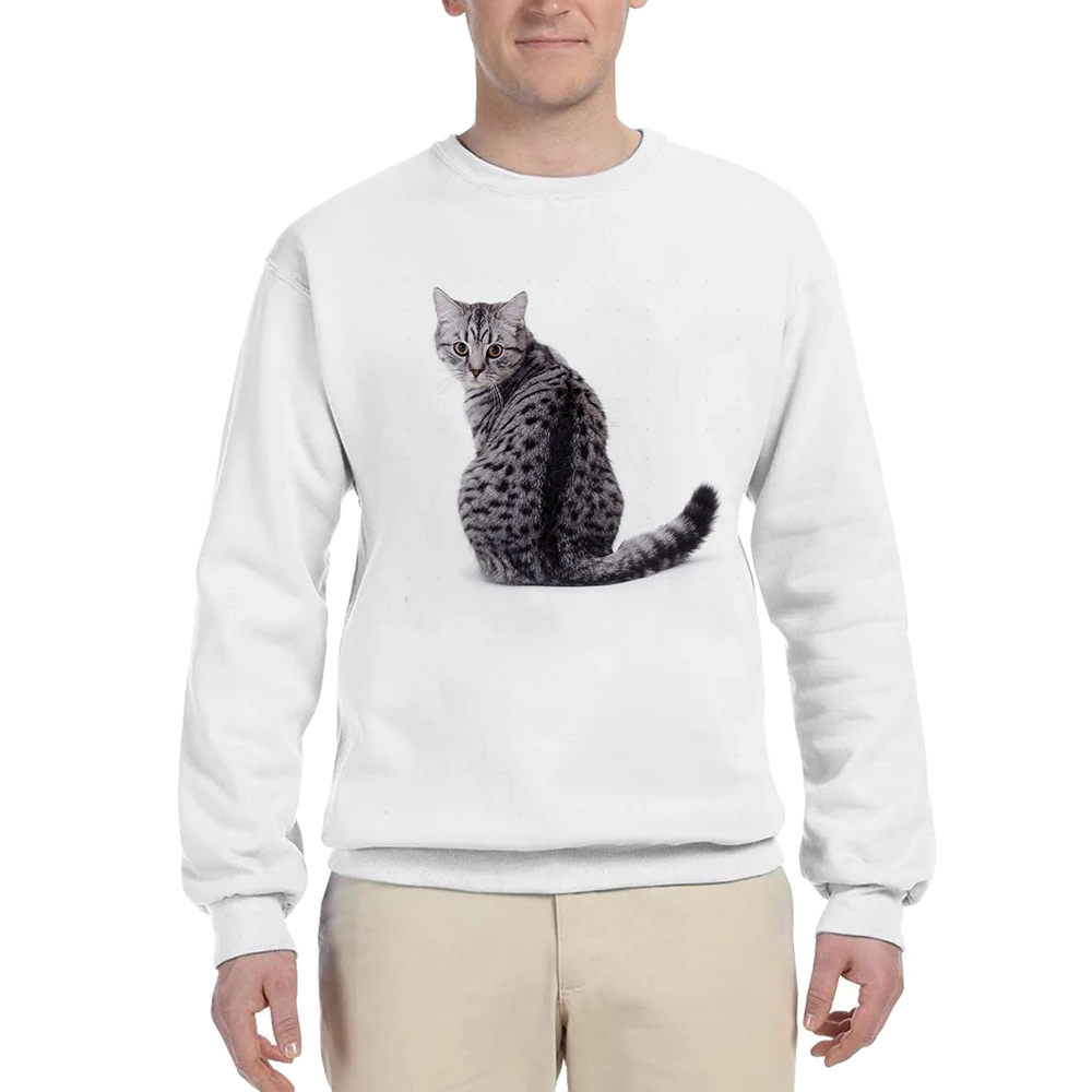 

Толстовка HX Tabby с изображением кошки, пуловеры с рисунком милого котенка, топы, уличная одежда, женские повседневные рубашки, мужская одежда