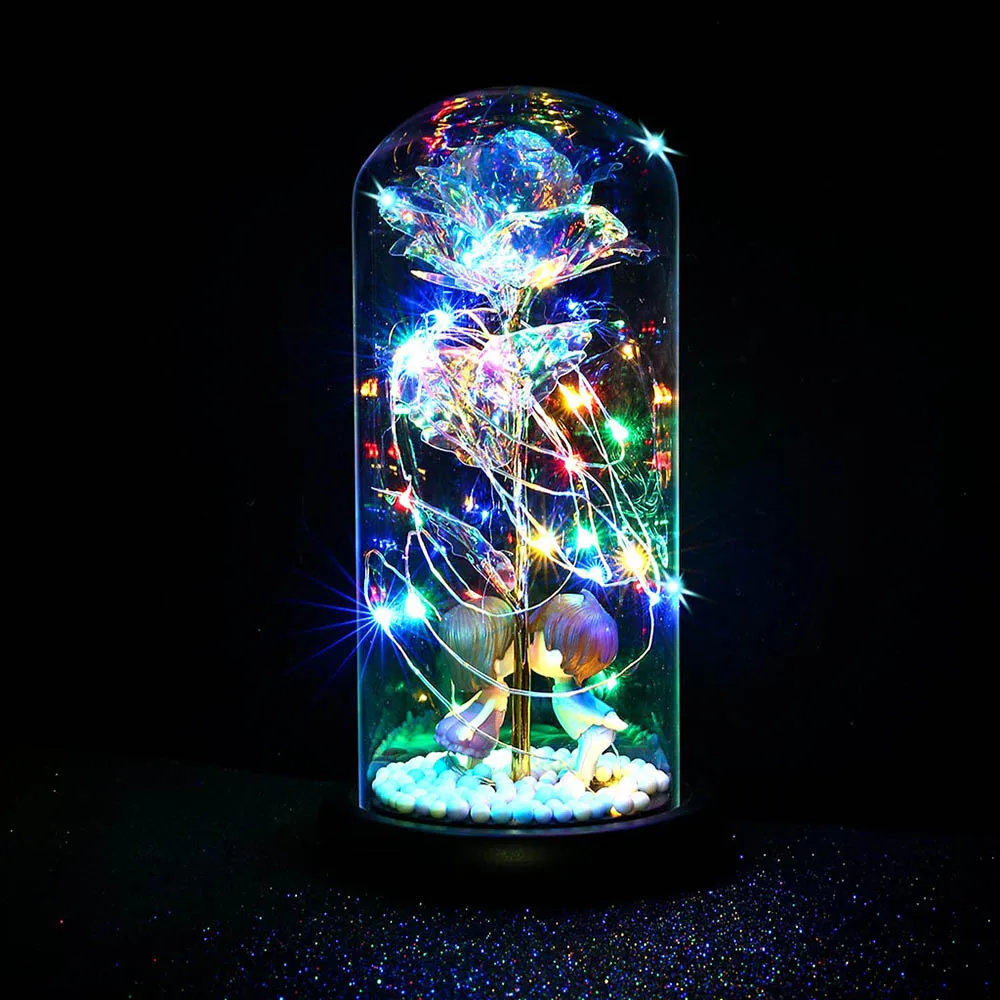Valentine's Day Gift Room Ornaments Enchanted Roses in Glass Dome Gold Foil Rose Flowers Galaxy Rose LED Lights Crystal Flower
Valentine's Day Gift Room Ornaments Enchanted Roses in Glass Dome Gold Foil Rose Flowers Galaxy Rose LED Lights Crystal Flower