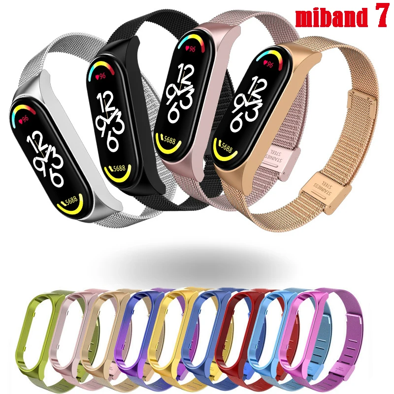 

milanese Strap for Xiaomi Mi Band 7 bracelet stainless steel metel wristband Correa Miband band6 4 for Xiaomi mi band 3 4 5 6 7