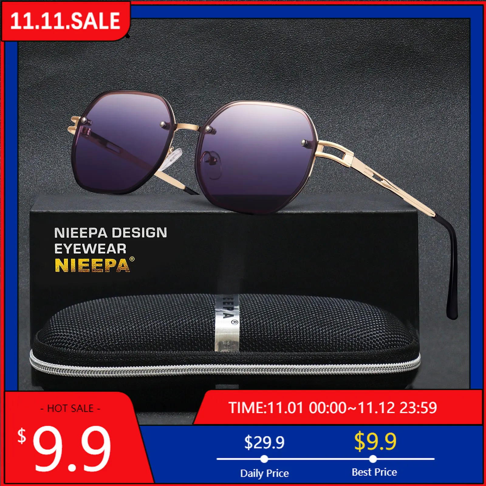 

NIEEPA 2022 New Fashion Gradient Ocean Slice Rimless Trimming Sunglasses Luxury Brand Design Metal Round Frame Sun Glasses UV400