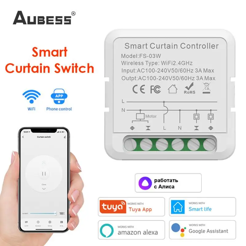 

Tuya WiFi Smart Curtain Switch Smart Life For Roller Shutter Blind Motor Rolling Shutter Doors Works With Amazon Alexa Google