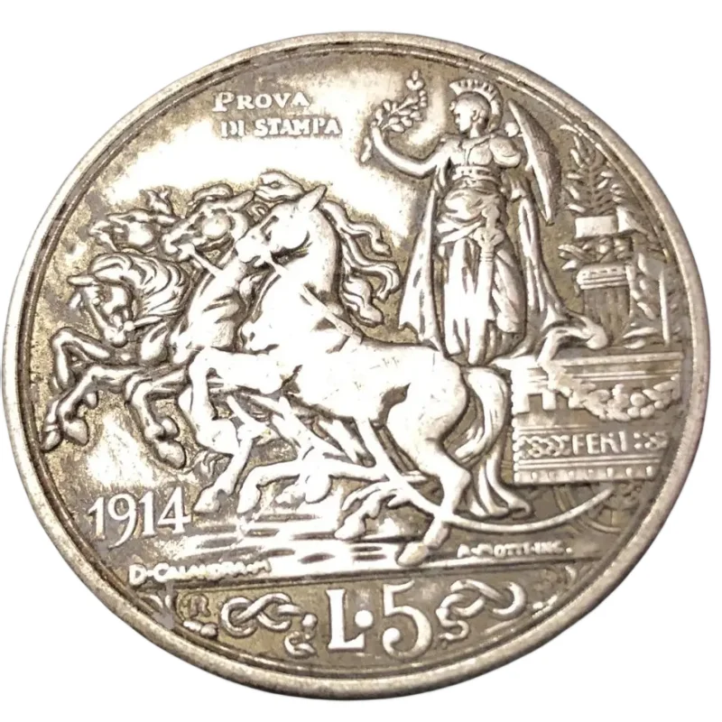 Серебрянная монета 1914 года, Италия, 5 Лир - Виторио Эмануэле III
Серебрянная монета 1914 года, Италия, 5 Лир - Виторио Эмануэле III